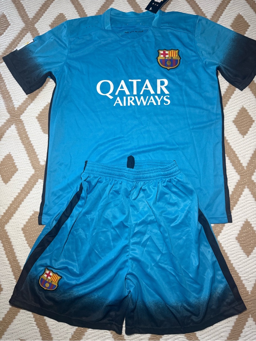 FC Barcelona Barça Soccer Jersey & shorts Blue/Black Size L